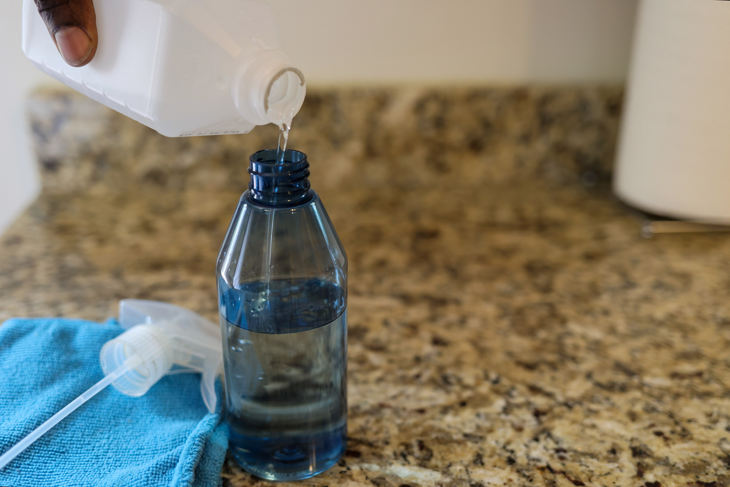 diy sustainable all purpose cleaner disinfectant spray bottle with towel